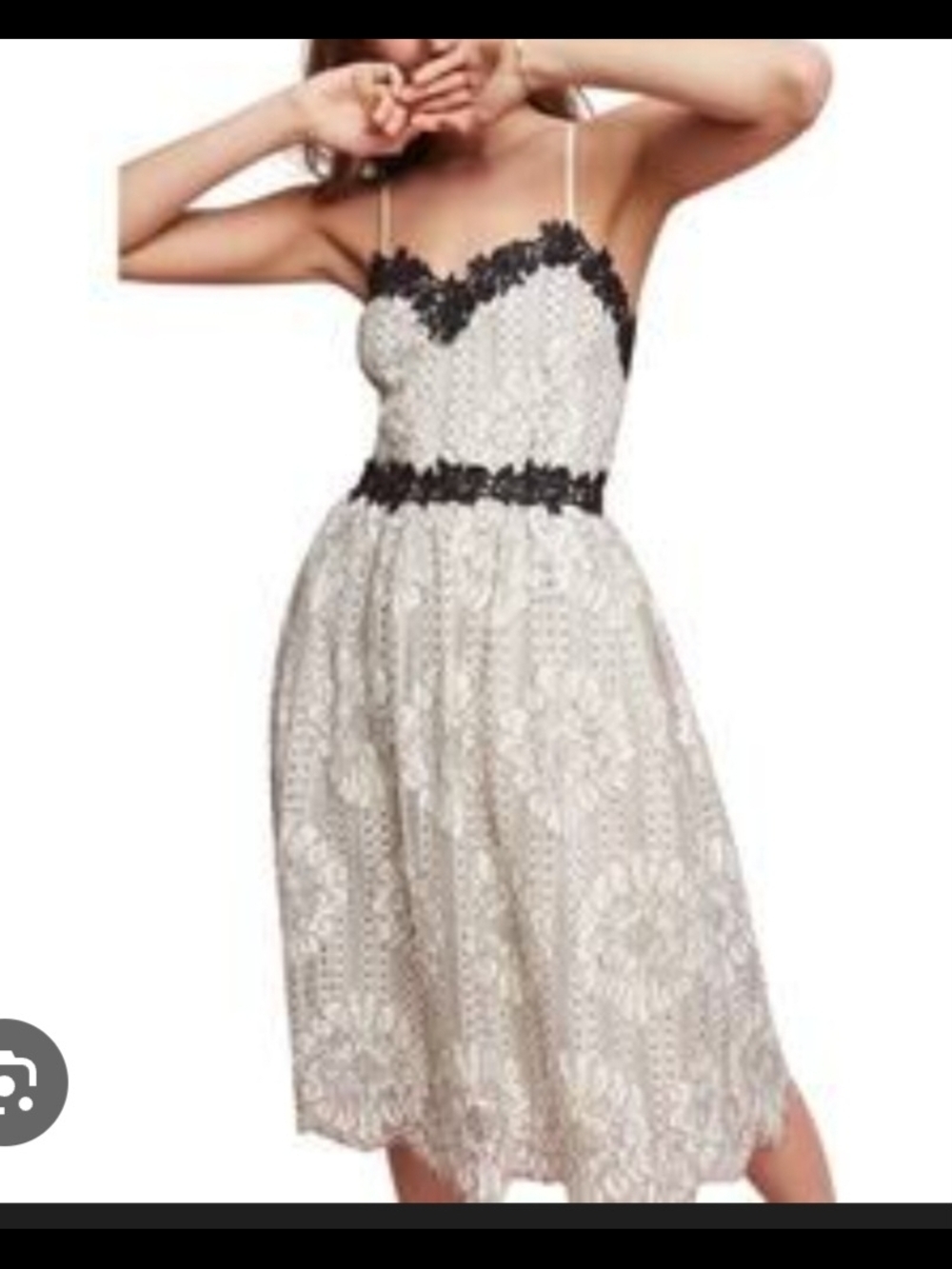 Anthropologie Cream and Black Lace Midi Dress